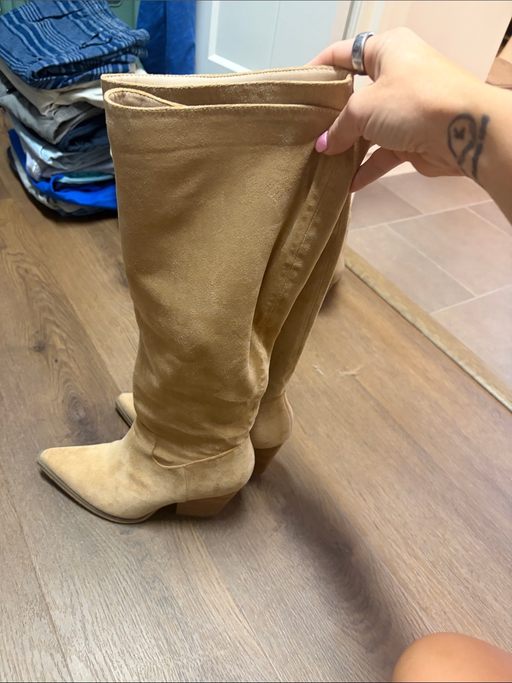 Over-the-Knee Suede Boots in Tan - Stylish Pointed Toe